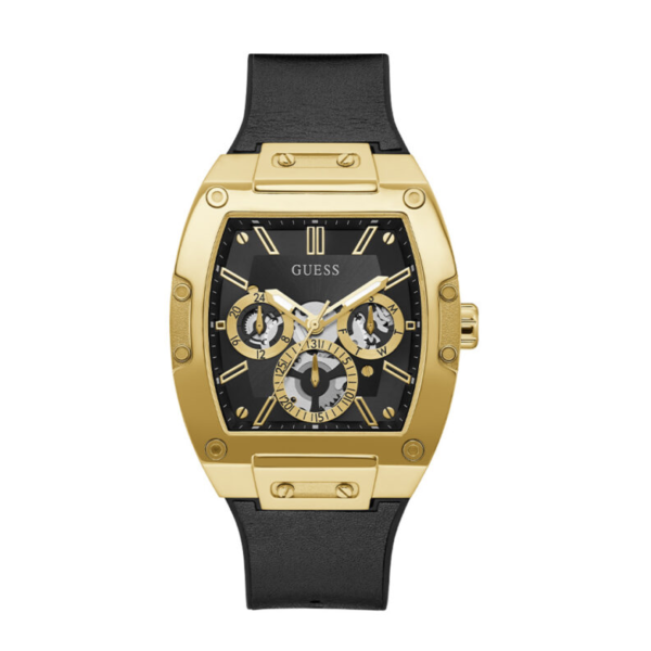Guess Men’s Quartz Black Silicone & Leather Strap Black Dial 43mm Watch GW0202G1