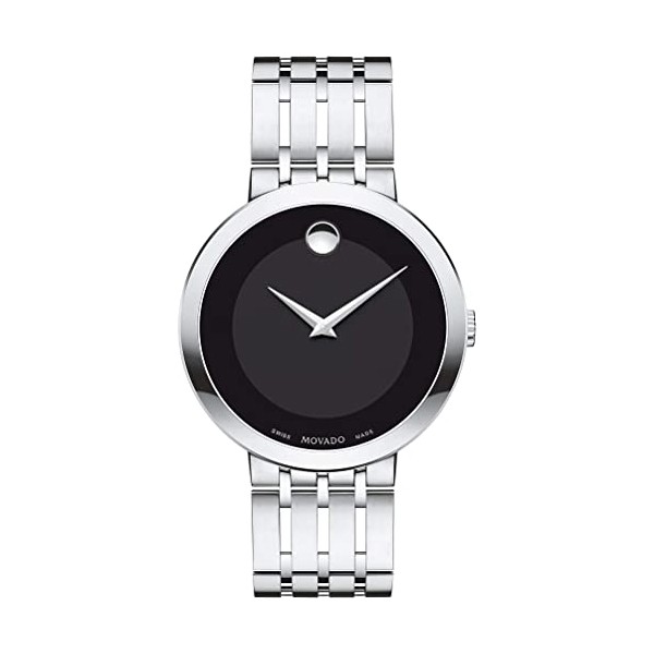 Movado Men’s Swiss Made Quartz Stainless Steel Black Dial 39mm Watch 0607057