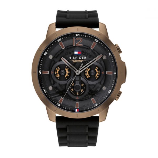 Tommy Hilfiger Men’s Quartz Black Silicone Strap Black Dial 50mm Watch 1710491