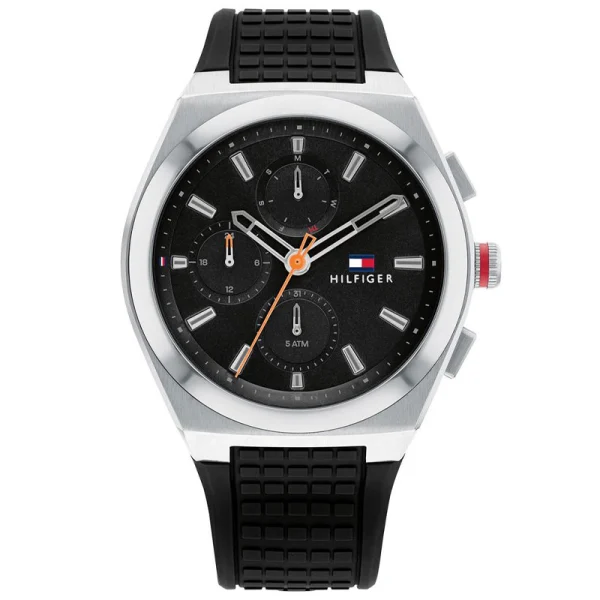 Tommy Hilfiger Men’s Quartz Black Silicone Strap Black Dial 44mm watch 1791898
