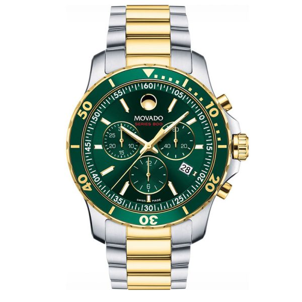 Movado Men’s Quartz Swiss Made Two-tone Stainless Steel Green Dial 42mm Watch 2600148