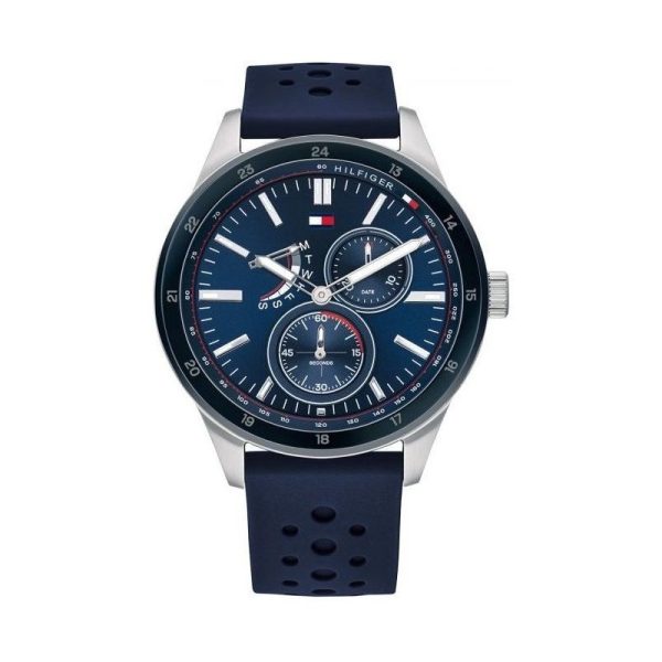 Tommy Hilfiger Men’s Quartz Blue Silicone Strap Blue Dial 44mm Watch 1791635