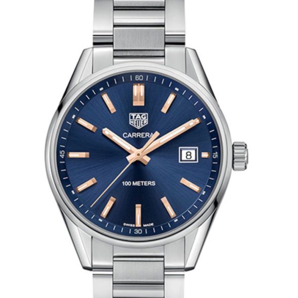 Tag Heuer Carrera Men’s Quartz Swiss Made Silver Stainless Steel Blue Dial 39mm Watch WAR1112.BA0601