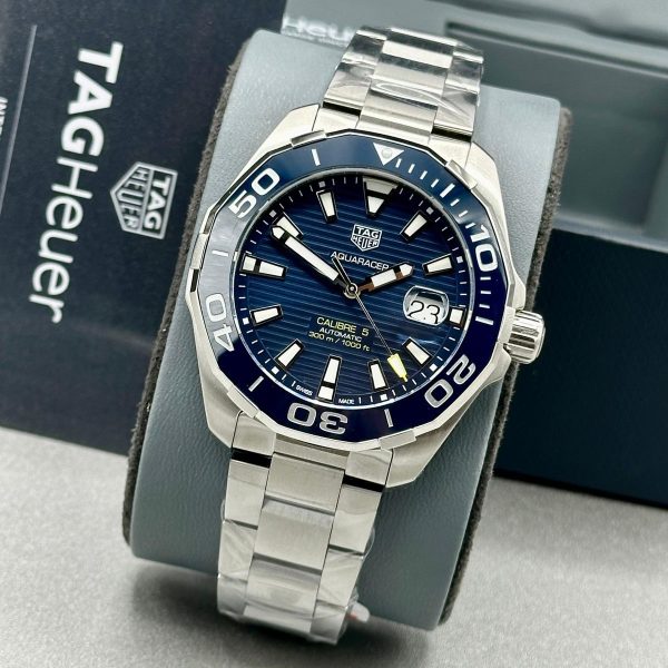 Tag Heuer Aquaracer Men’s Automatic Swiss Made Silver Stainless Steel Blue Dial 43mm Watch WAY201B.BA0927