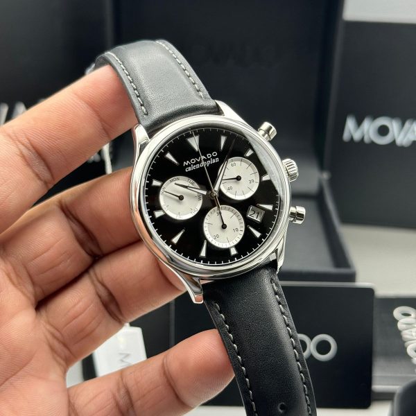 Movado Heritage Black Dial Chronograph Quartz 43MM Swiss Watch for Gents - 3650005