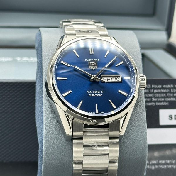 Tag Heuer Carrera Men’s Automatic Swiss Made Silver Stainless Steel Blue Dial 41mm Watch WAR201E.BA0723