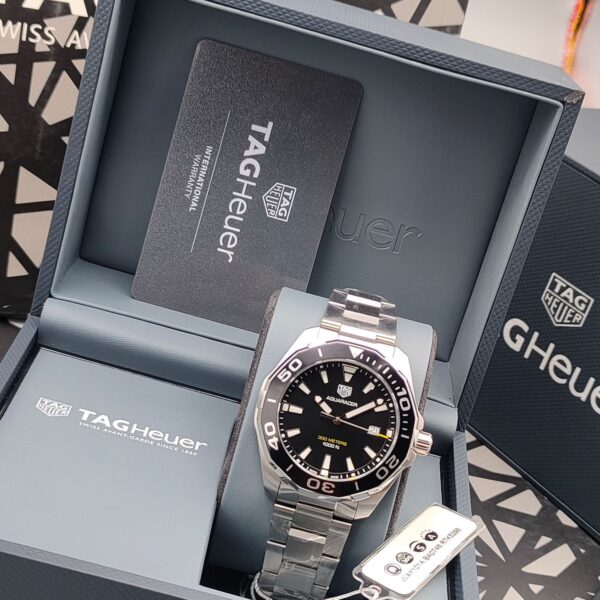 Tag Heuer Aquaracer Men’s Swiss Quartz Silver Stainless Steel Black Dial 43MM Watch WAY101A.BA0746