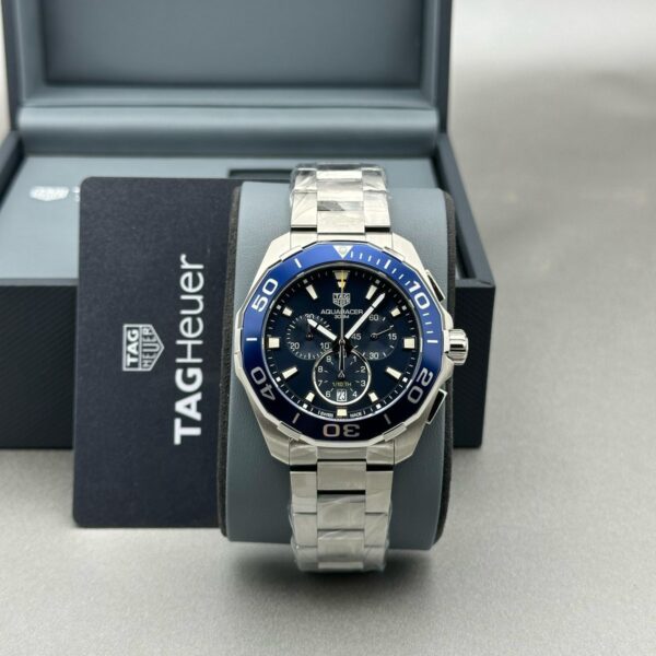 Tag Heuer Aquaracer Men’s Quartz Swiss Made Silver Stainless Steel Blue Dial 43MM Watch CAY111B.BA0927