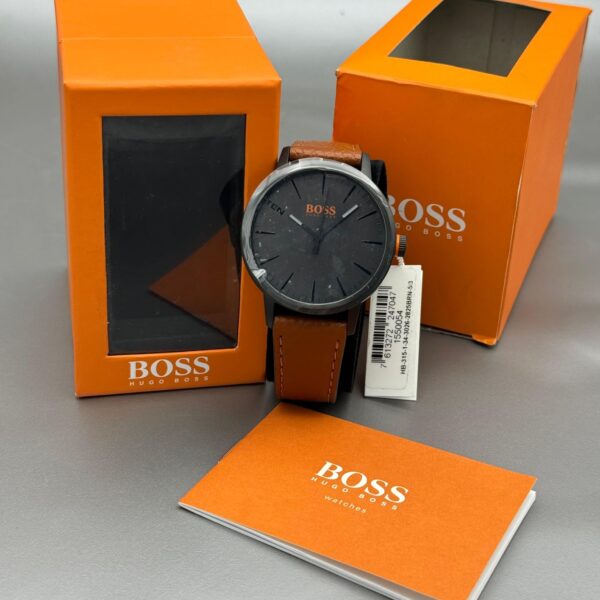 Hugo Boss Orange Men'S Grey Dial Brown Leather 40MM Watch - 1550054